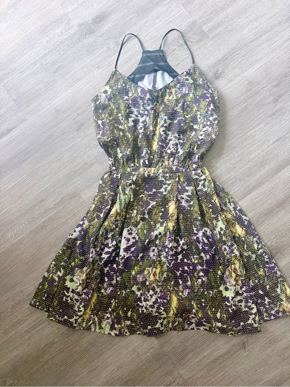lululemon athletica Olive and Purple Floral-Print Mini Dress